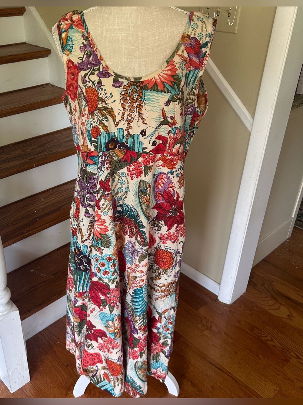 Apsara by Amrita Floral Maxi Dress XL Smocked Back Pockets Boho Cottagecore EUC - Picture 2 of 12